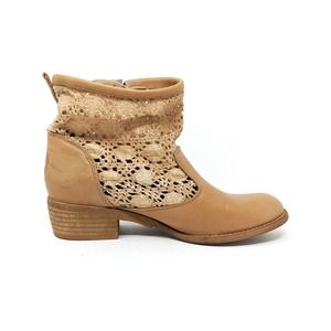 Women's Tan Ankle Boots with Lace Detail